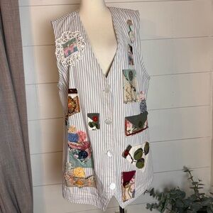 Women’s Vintage Willowbend Pin Stripe Vest Has Pockets & Buttons Large Made USA